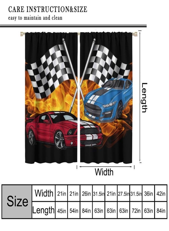 ستائر Fblifil Speed Racing Car Fire للأولاد، ستائر بجيب للعمود لغرفة النوم وغرفة المعيشة وغرفة الأطفال، مقاس 42 بوصة عرض × 45 بوصة طول - Image 2
